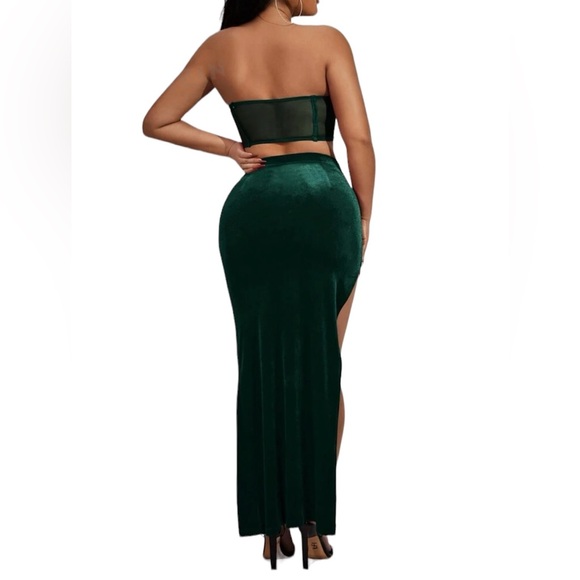 SXY Mesh Insert Velvet
Tube Top & Split Thigh Skirt - Picture 2 of 3